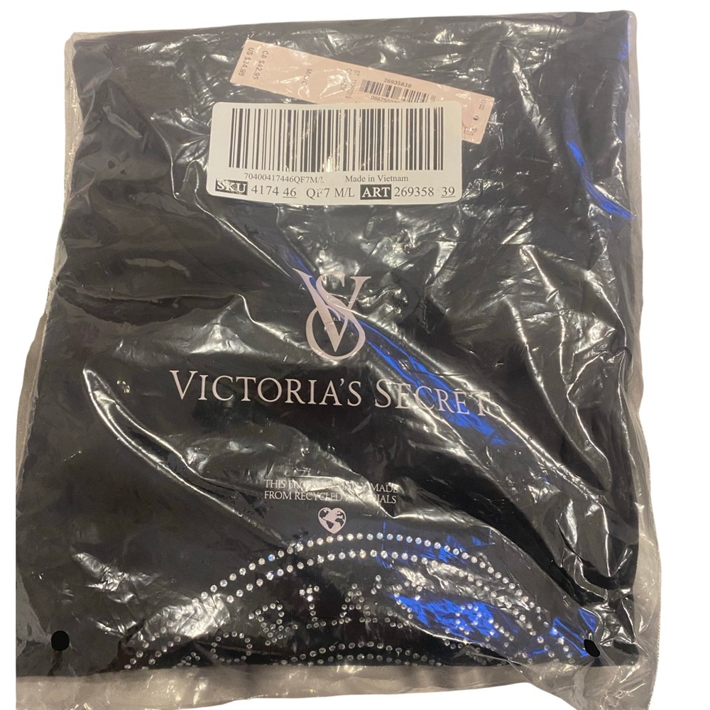 NWT | Victoria's Secret | Bling Sleep Tee Cotton SS Rhinestone | Black | M/Lg - Picture 5 of 5